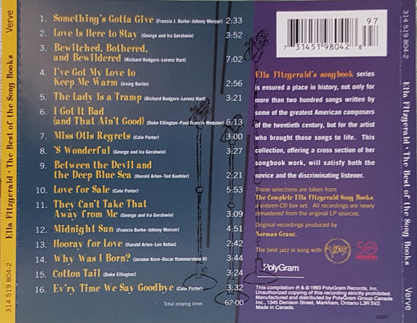 Ella Fitzgerald - The Best Of The Song Books (CD) -