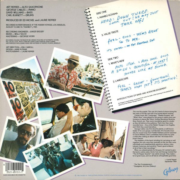 Art Pepper Quartet - The Maiden Voyage Sessions, Vol. 3 - 1984