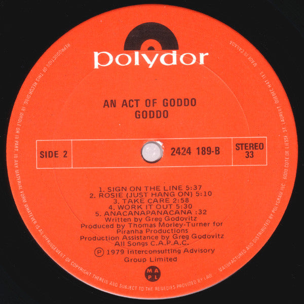 Goddo - An Act Of Goddo Vinyl Record