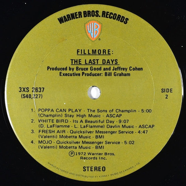 Various - Fillmore - The Last Days Vinyl Record