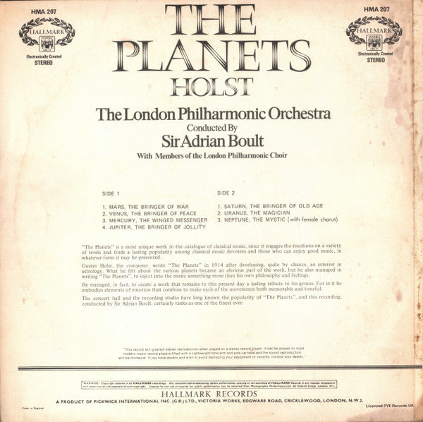 Holst - The Planets Vinyl Record