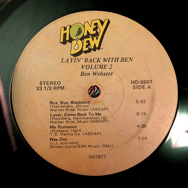 Ben Webster - Layin' Back With Ben Vol. 2 Vinyl Record