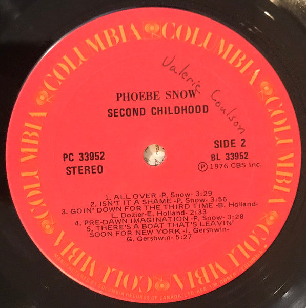 Phoebe Snow - Second Childhood - 1976