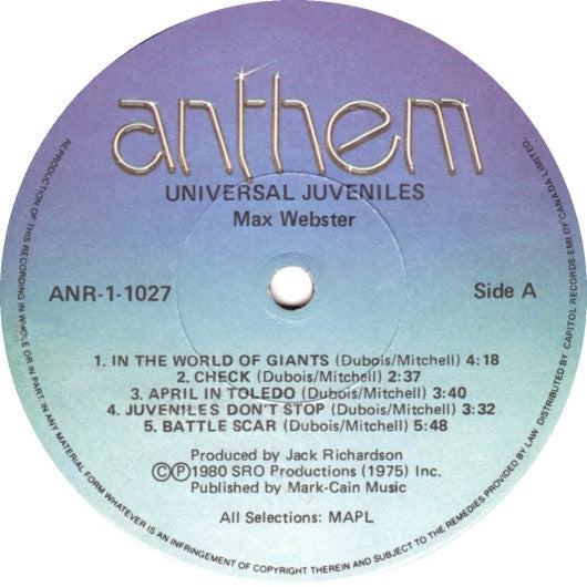 Max Webster - Universal Juveniles - 1980