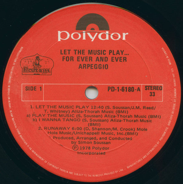 Arpeggio - Let The Music Play - 1978