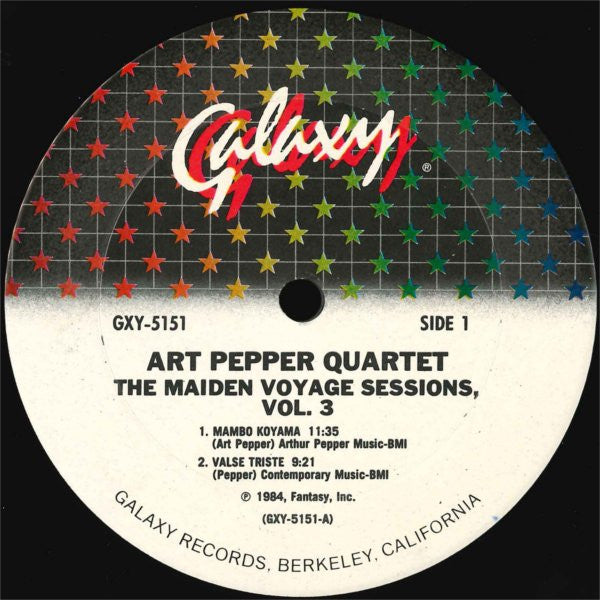 Art Pepper Quartet - The Maiden Voyage Sessions, Vol. 3 - 1984
