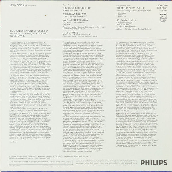 Jean Sibelius, Boston Symphony Orchestra, Sir Colin Davis - Karelia Suite Op. 11 · Valse Triste Op. 44 / En Saga Op. 9 · Pohjola's Daughter Op. 49 - 1982