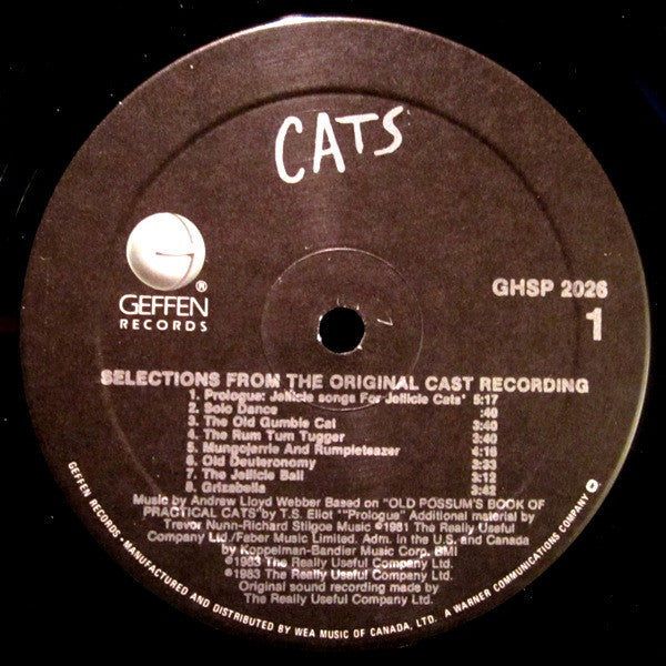 Andrew Lloyd Webber - Cats: Selections From The Original Broadway Cast Recording - 1983