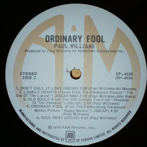 Paul Williams - Ordinary Fool Vinyl Record