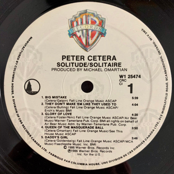 Peter Cetera - Solitude / Solitaire Vinyl Record