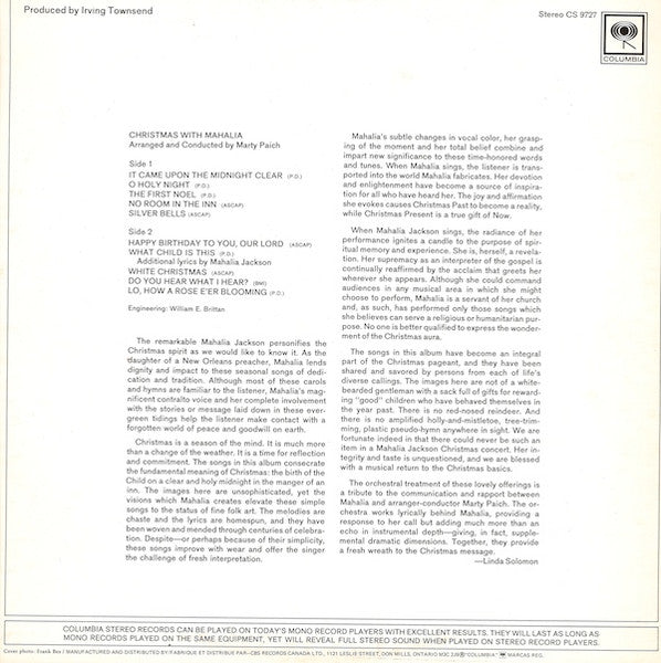 Mahalia Jackson - Christmas With Mahalia -
