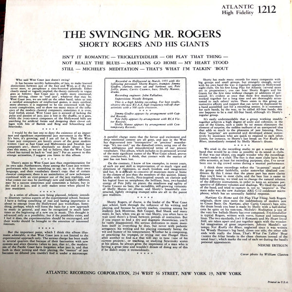 Shorty Rogers And His Giants - The Swinging Mr. Rogers - 1955