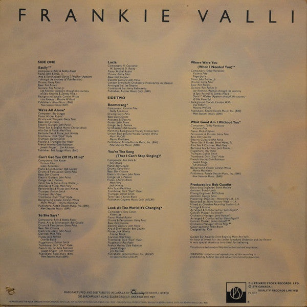 Frankie Valli - Valli - 1976