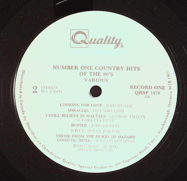 Various - Number One Country Hits Of The 80's (1980-88) Vinyl Record