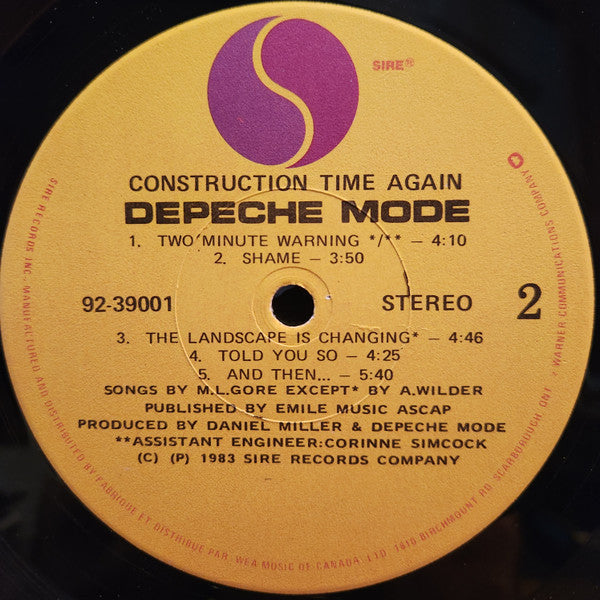 Depeche Mode - Construction Time Again - vinyl – Press Vinyl Cafe