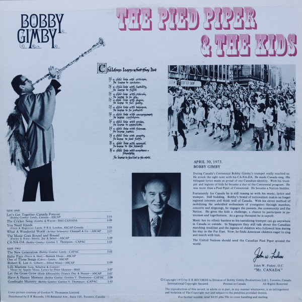 Bobby Gimby - The Pied Piper And The Kids Vinyl Record