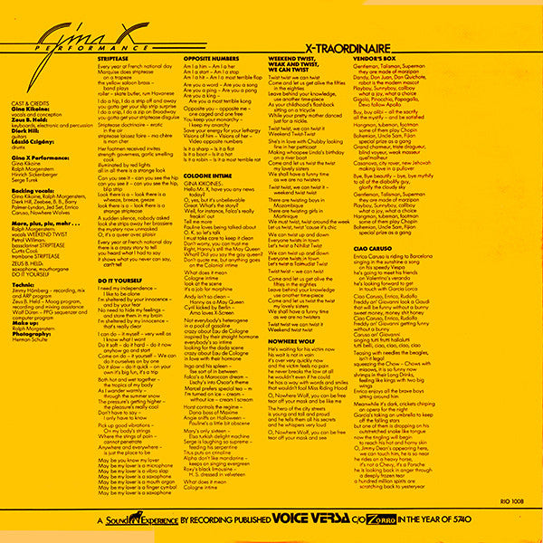 Gina X Performance - X-Traordinaire - 1980