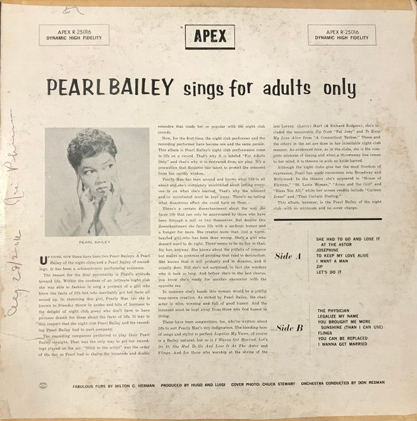 Pearl Bailey - Pearl Bailey Sings For Adults Only