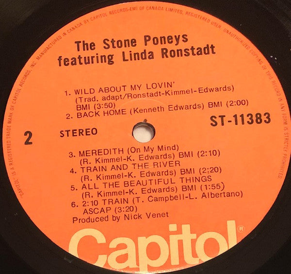 Stone Poneys, The Featuring Linda Ronstadt - The Stone Poneys Featuring Linda Ronstadt - 1974