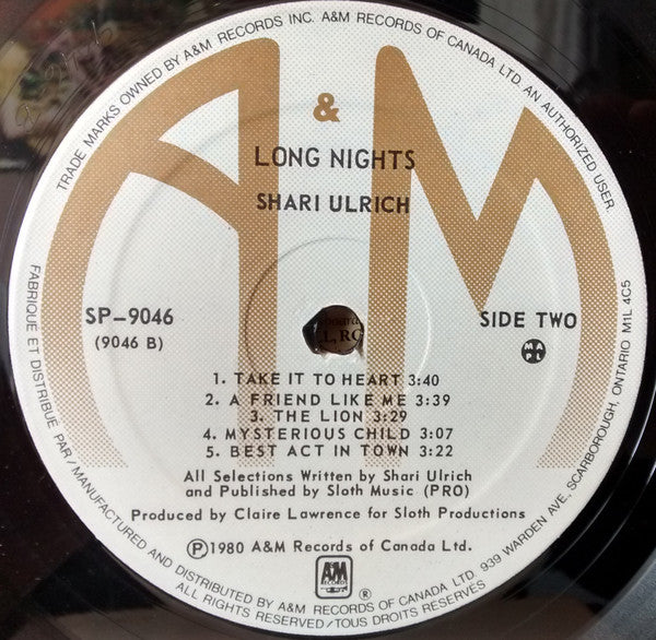 Shari Ulrich - Long Nights Vinyl Record