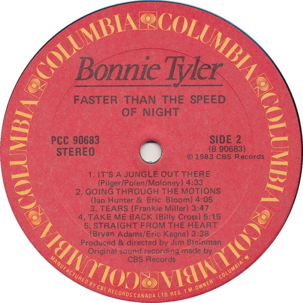 Bonnie Tyler - Faster Than The Speed Of Night Vinyl Record