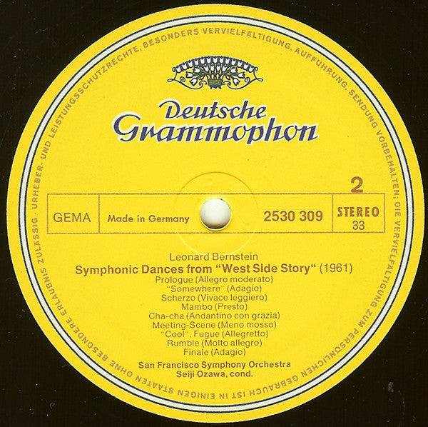 Leonard Bernstein / Bill Russo, Siegel-Schwall Band, The, San Francisco Symphony · Seiji Ozawa - Symphonic Dances From West Side Story / Three Pieces For Blues Band And Orchestra - 1973