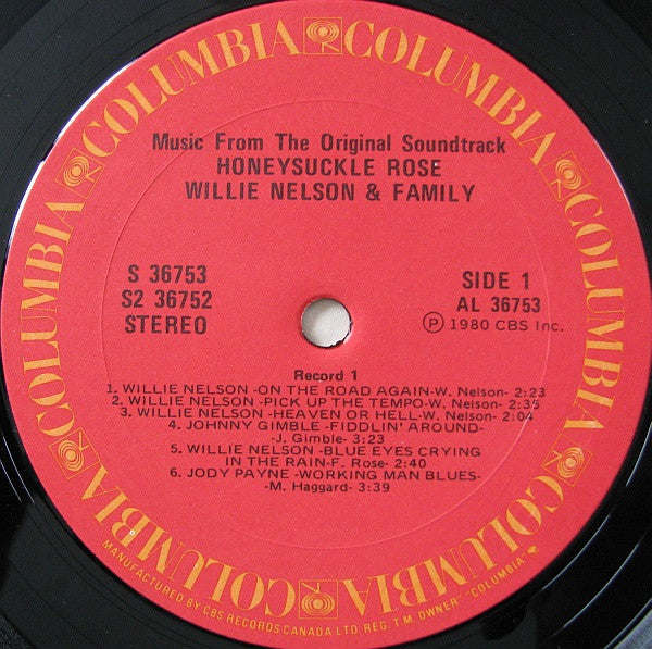 Willie Nelson & Family - Honeysuckle Rose (Music From The Original Soundtrack) Vinyl Record