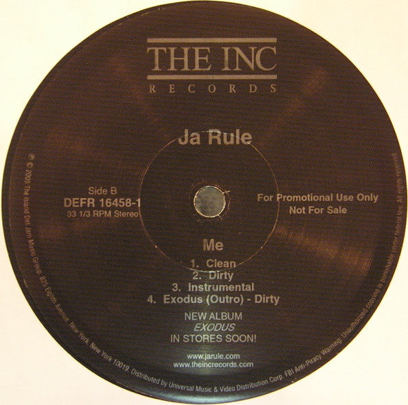 Ja Rule - Exodus (Intro) / Me Vinyl Record