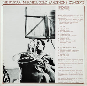 Roscoe Mitchell - The Roscoe Mitchell Solo Saxophone Concerts - 1974