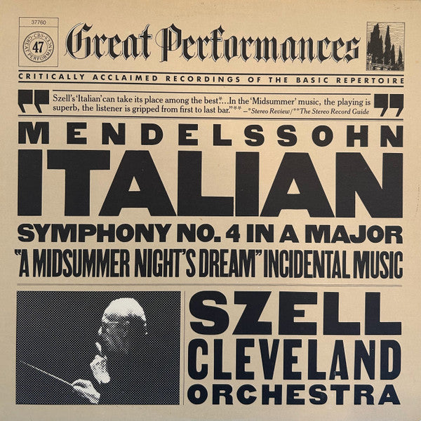 Felix Mendelssohn-Bartholdy - Italian Symphony No. 4 In A Major / "A Midsummer Nights Dream" Incidental Music