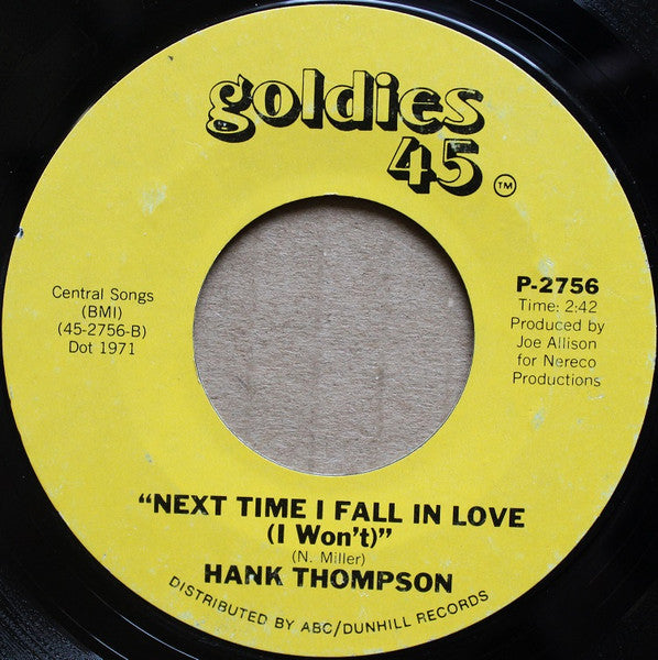 Hank Thompson - The Mark Of A Heel / Next Time I Fall In Love Vinyl Record