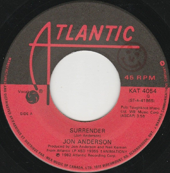 Jon Anderson - Surrender / Spider - 1982