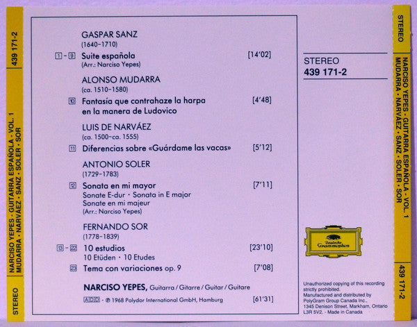 Narciso Yepes - Guitarra Española (CD) - 1992