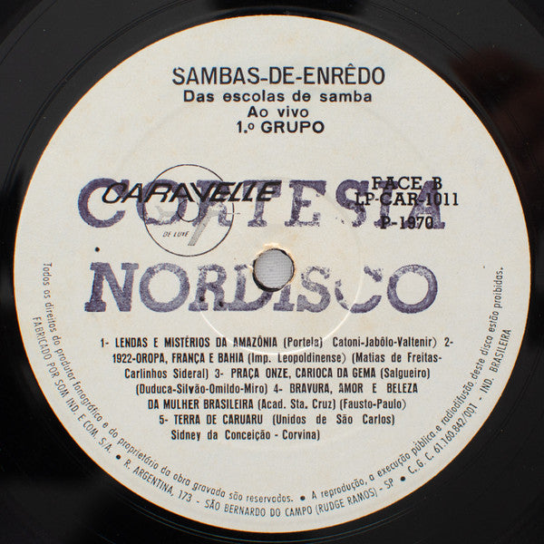 Various - Sambas-De-Enrêdo Das Escolas De Samba Ao Vivo - 1° Grupo - 1970