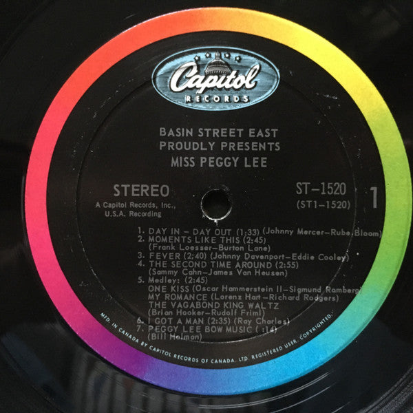 Peggy Lee - Basin Street East Proudly Presents Miss Peggy Lee - 1961