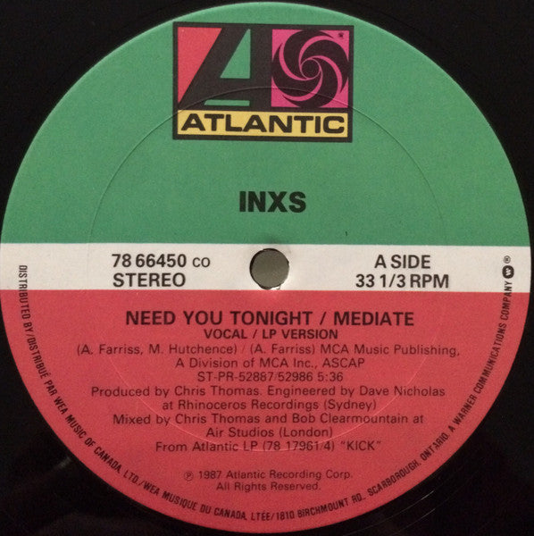 INXS - Need You Tonight / Mediate - 1987