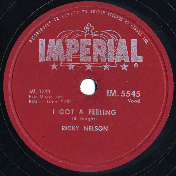 Ricky Nelson (2) - Lonesome Town / I Got A Feeling