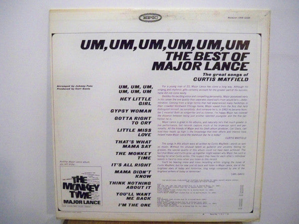 Major Lance - Um, Um, Um, Um, Um, Um - The Best Of Major Lance Vinyl Record