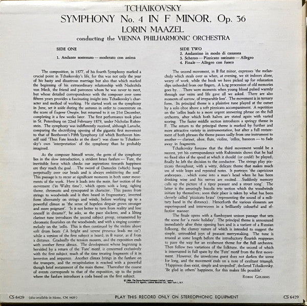 Pyotr Ilyich Tchaikovsky - Wiener Philharmoniker, Lorin Maazel - Symphony No. 4 - 1964