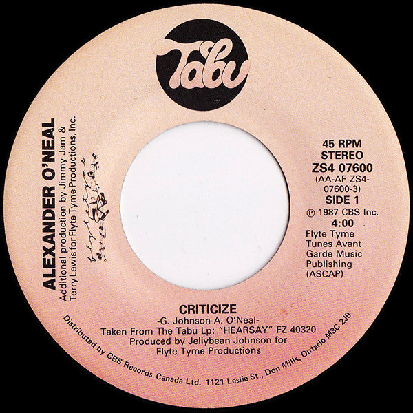 Alexander O'Neal - Criticize - 1987