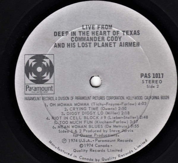 Commander Cody And His Lost Planet Airmen - Live From Deep In The Heart Of Texas - 1974