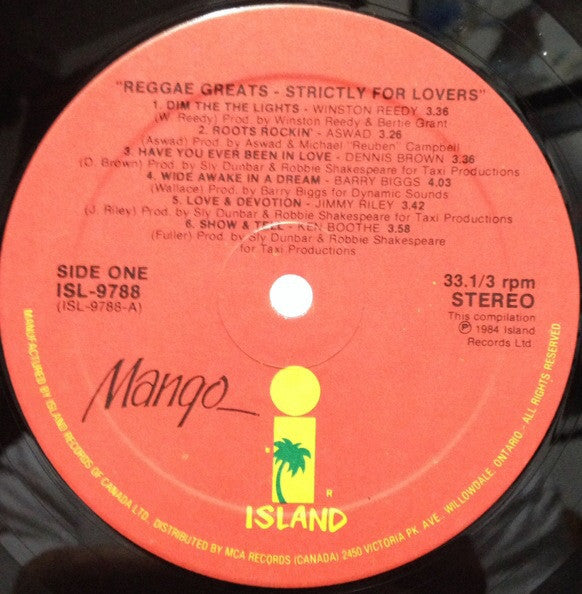 Various - Reggae Greats - Strictly For Lovers