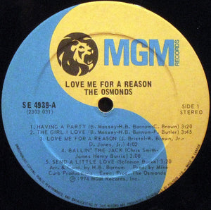 The Osmonds - Love Me For A Reason Vinyl Record