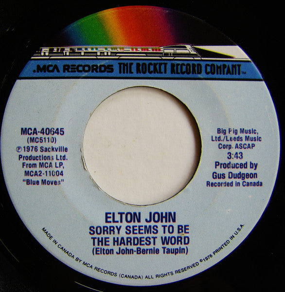Elton John - Sorry Seems To Be The Hardest Word - 1976