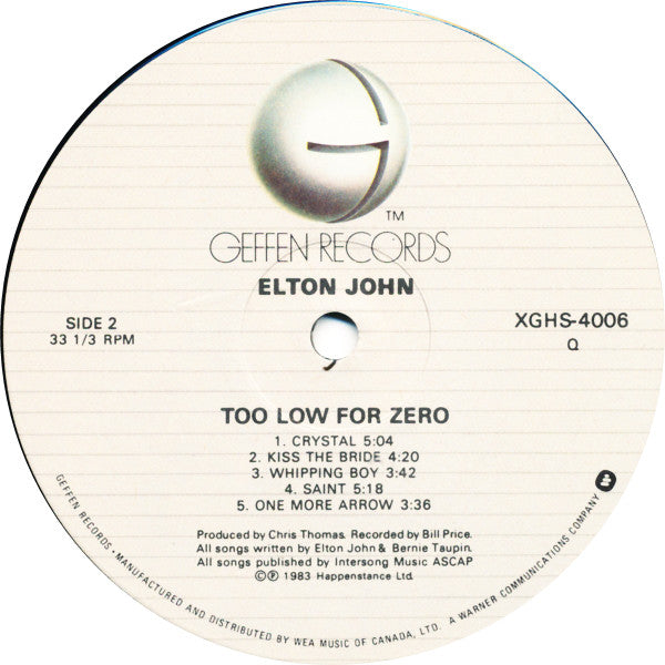 Elton John - Too Low For Zero