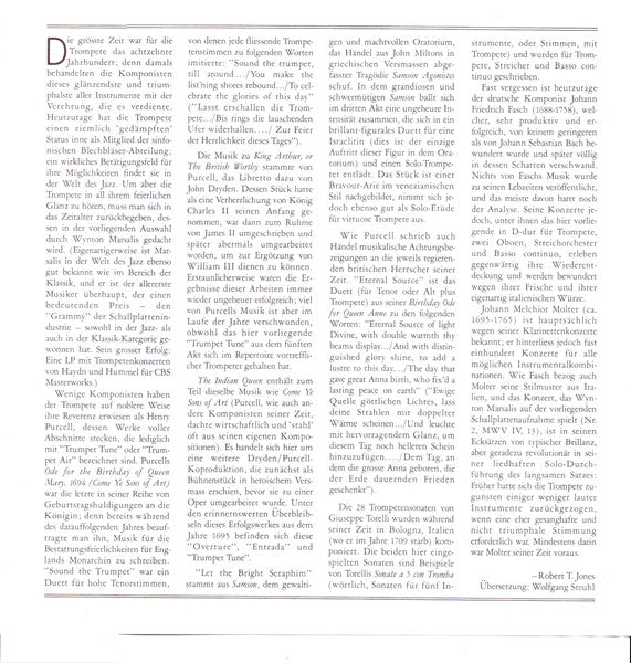 Wynton Marsalis, Edita Gruberova, Raymond Leppard / English Chamber Orchestra / Johann Friedrich Fasch, Georg Friedrich Händel, Giuseppe Torelli, Henry Purcell, Johann Melchior Molter - Wynton Marsalis Plays Handel, Purcell, Torelli, Fasch, Molter - 1984