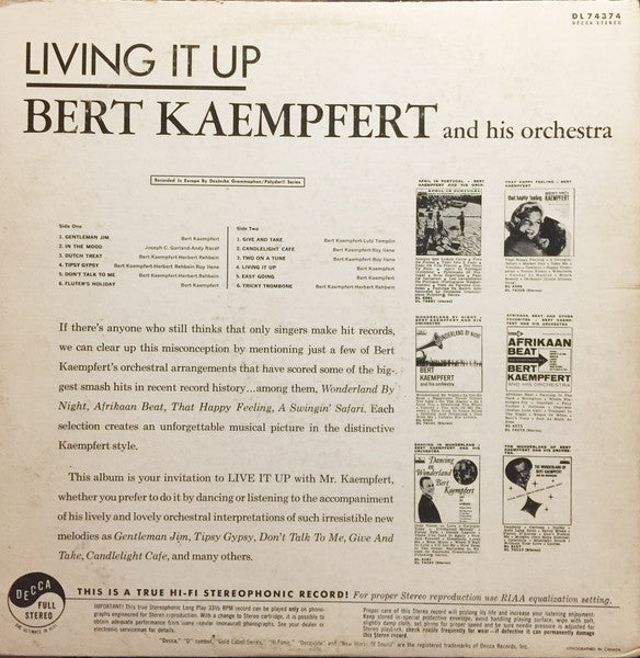 Bert Kaempfert & His Orchestra - Living It Up! - 1963