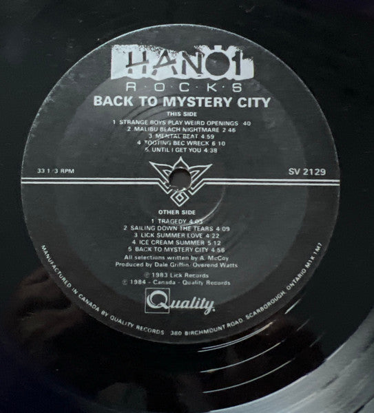 Hanoi Rocks - Back To Mystery City - vinyl – Press Vinyl Cafe