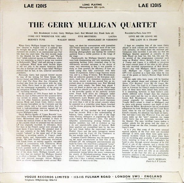 Gerry Mulligan Quartet - Paris Jazz Fair 1954