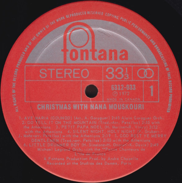 Nana Mouskouri - Christmas With Nana Mouskouri - 1972